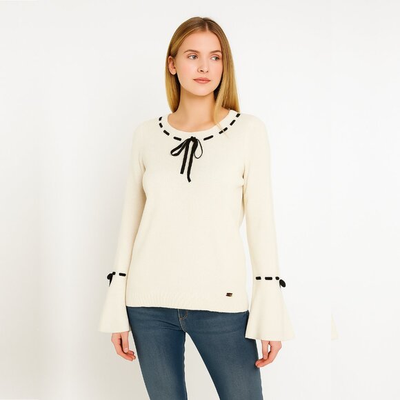 Ivanka Trump Sweaters - 2/$30 Ivanka Trump Velvet Bow Bell Sleeve Sweater Medium #9962